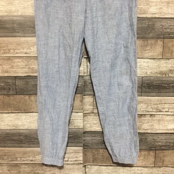 Athleta Cabo Linen Joggers Women’s 10T Blue Chambray Tapered (Inseam 29) - Picture 6 of 10